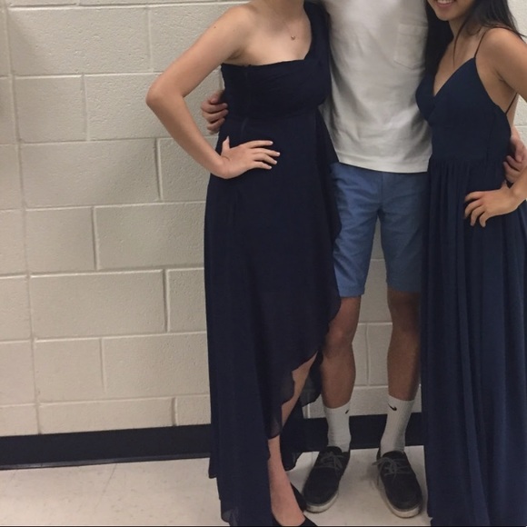 Navy Blue High-Low Maxi Dress - Picture 7 of 7